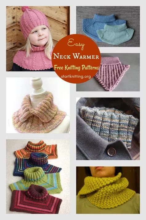 10 Easy Neck Warmer Free Knitting Pattern Knitted Dickies Neck Warmer, Knit Neck Warmer Pattern Free, Easy Cowl Knitting Pattern, Knit Cowl Pattern, Knit Cowl Pattern Free, Poncho Knitting, Knitted Mittens Pattern, Knit Scarfs, Knitted Teddy Bear