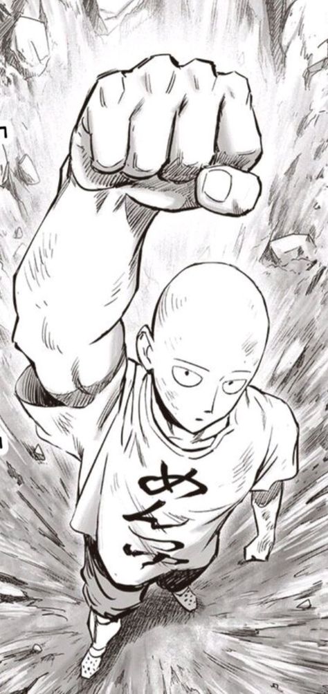 Perspective Anime Reference, Cool Manga Panels To Draw, One Punch Man Yusuke Murata, One Punch Man Sketch Pencil, Manga Punch Pose, Saitama One Punch Man Drawing, Forshorting Drawing, One Punch Man Art Style, Anime Punching Pose