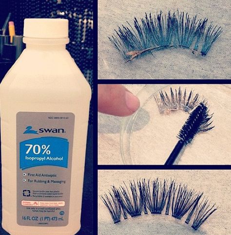 Use isopropyl alcohol and a disposable mascara wand to clean glue off of false eyelashes. Eyelash Ideas, Clean Your Lashes, Lash Tips, Make Up Gold, Salon Life, Disposable Mascara Wands, Dream Makeup, Mascara Wands, Studio Inspiration