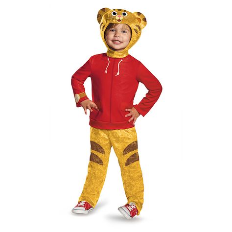 Adorable Daniel Tiger costume for #halloween  #danieltiger Daniel Tiger Costume, Book Parade, Toddler Boy Costumes, Tiger Sweater, Tiger Costume, Daniel Tiger's Neighborhood, Classic Halloween Costumes, Fred Rogers, Daniel Tiger