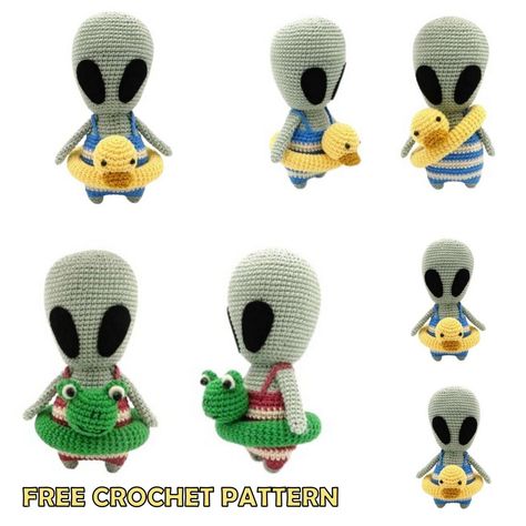 Amigurumi Alien Doll Free Crochet Pattern - Amigurumi Alien Amigurumi Free Pattern, Odd Crochet, Amigurumi Alien, Alien Doll, Alien Crochet, Doll Free Crochet Pattern, Alien Patterns, Doll Knitting, Knitting Patterns Free Hats