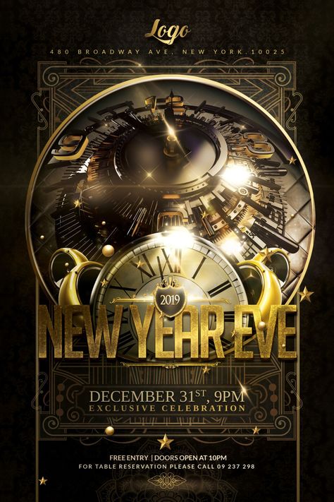 2023 New Year Party, New Year's Eve Flyer, New Year Party Flyer, New Year Eve Party, Champagne Christmas, 2023 Party, Poster Text, Invitation Flyer, Abstract Graphic Design