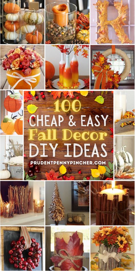 Decorate for autumn on a budget with these cheap and easy DIY fall decor ideas. From DIY fall centerpieces to DIY fall wreaths, there are plenty of fall crafts to choose from. Whether you are looking for fall decor for the porch or indoor fall decor, there's fall decorations for the entire home. Fall Crafts Decorations, Easy Diy Fall Decor, Halloween Decor Diy, Fall Decor Diy Crafts, Easy Fall Decor, Easy Fall Crafts, Halloween Tattoo, Fall Decor Ideas, Fall Deco