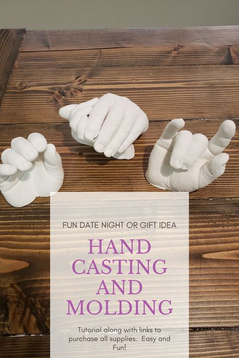 Have you ever wanted to do your own molding and casting? It is so simple to do and you have so much fun doing it. You can make gifts (grandkids, hands for grandparents, Christmas tree ornaments), or do a double casting of you and a loved ones hands together. Let me show you step by step how to mix the products, mold your hand and pour the casting. Hand Molding Ideas, Make Gifts, Hand Casting, Diy Beginner, Date Night Gifts, Grandparents Christmas, Hand Molding, Diy Molding, Hand Cast