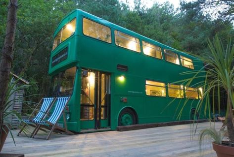 The Big Green Bus: A Double-Decker Cabin in Sussex Writers Space, Converted Bus, Bus Living, Mobile Living, Bus House, Frame Cabin, Decker Bus, Covered Wagon, Bus Conversion