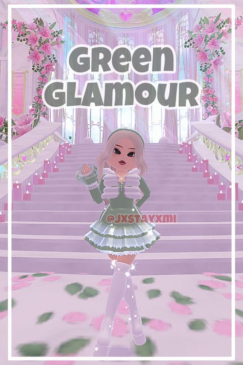 What should I do next? Comment your thoughts!! 💭💗 Royale High Green Glamour, Blue And Green Royale High, Green Glamour Royale High, Green Glamour, Sunset Theme, Royals High, Royal High Outfits Ideas Cheap, Sunset Island, Roblox Games