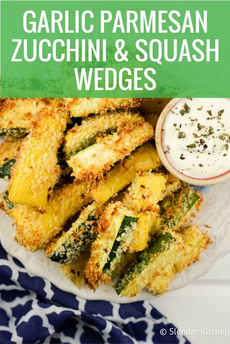 Zucchini Spears, Garlic Parmesan Zucchini, Baked Summer Squash, Zucchini And Summer Squash, Parmesan Crusted Zucchini, Garlic Zucchini, Parmesan Squash, Parmesan Zucchini Fries, Zucchini And Squash