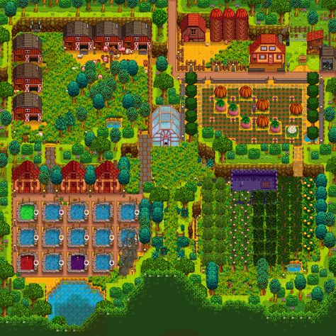 Stardew Valley Farm Layout Four Corners Year 1, Four Corner Stardew Valley, Sdv Farm Layout 4 Corners, Four Corner Farm Stardew Valley, 4 Corner Farm Stardew Valley, Stardew Multiplayer Farm, Stardew 4 Corners Layout, Four Corners Farm Layout, Stardew Valley 4 Corners Farm