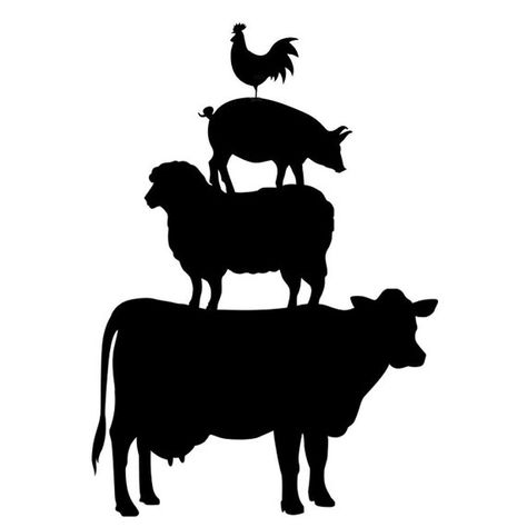 Stacked Farm Animals 4 Inch Vinyl Window Decal by HomesteaderChic Farm Animal Cricut Projects, Farm Animal Silhouette, Cow Silhouette, Silhouette Decor, Vinyl Window Decals, First Class Stamp, Animal Silhouette, Silhouette Free, Farm Decor