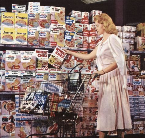 1960s Grocery Store, Tom Lovell, Wrong Generation, Puffed Wheat, Wheat Chex, School Dinner, Store Aesthetic, Andrew Loomis, School Dinners