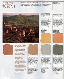 In the October 2010 issue of House Beautiful, they did an article on colors for a Tuscan home. One of the featured designers was our very own Kathy Smith! Italian Color Palette, Tuscan Color Palette, Tuscan Kitchen Design, Tuscan Colors, Tuscany Home, Tuscan Home, Tuscan Design, Tuscan Kitchen, Mediterranean Home Decor