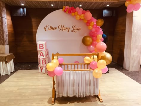 #namingceremony #baptism #itsagirl #newdesign #backdrops Cradle Decoration Ideas At Home With Balloons, Cot Decoration Ideas, Baby Cot Decoration Ideas, Decoration Ideas For Naming Ceremony, Cradle Decoration, Baby Naming Ceremony, Naming Ceremony Invitation, Naming Ceremony Decoration, Princess Birthday Decorations