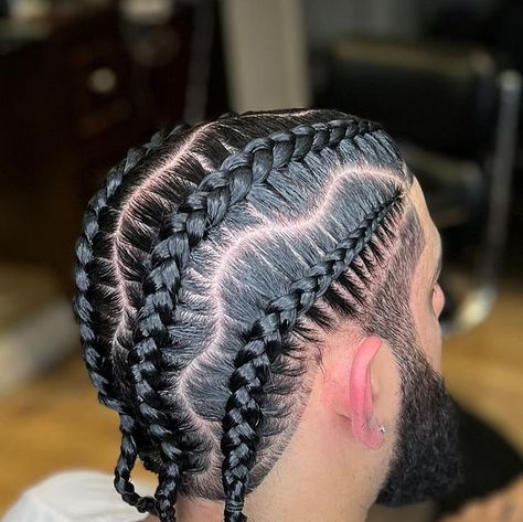 Kenta Hayashi on Instagram: "💈 💈4 stitch braids 💈curved part #braids #boxbraids #braidstyles #hair #protectivestyles #knotlessbraids #naturalhair #feedinbraids #explorepage #hairstyles #cornrows #braider #fauxlocs #hairstylist #locs #blackgirlmagic #naturalhairstyles #knotlessboxbraids #neatbraids #lemonadebraids #explore #hairstyle #tran #stitchbraids #tribalbraids #kidsbraids #beauty #feedins #knotless #crochetbraids" 4 Stitch Braids Men, 4 Cornrows Braids, 4 Stitch Braids, Cornrows Men, Messy Fringe, Hairstyles Cornrows, Bday Hair, Braids Boxbraids, 4 Braids