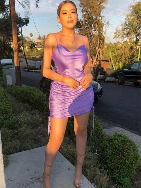 Homecoming Dresses, Cheap Homecoming Dresses Online - Hebeos Mini Homecoming Dresses, Make Your Own Dress, Dress Spaghetti, Samara, Ruched Dress, Spaghetti Strap Dresses, Primavera Estate, Knee Length Dress, Satin Dresses