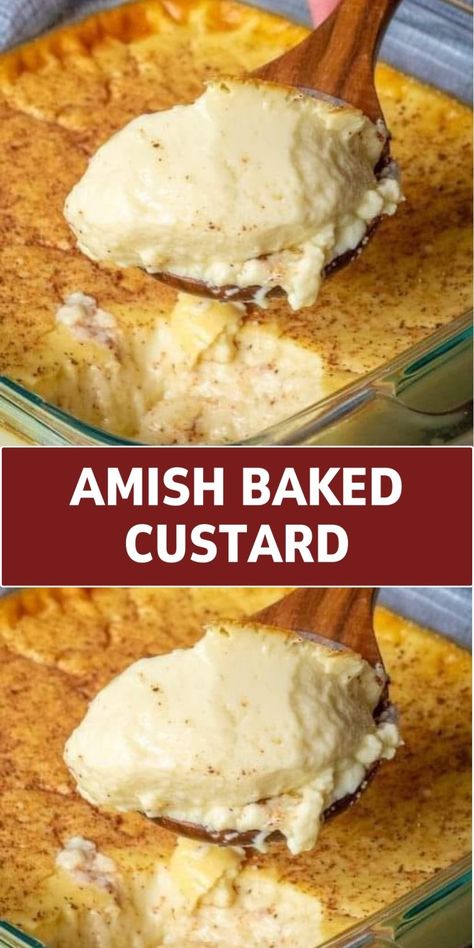 AMISH BAKED CUSTARD Amish Baked Custard, Baked Custard Recipe, Condensed Milk Recipes Desserts, Custard Recipe Easy, Custard Pies, Milk Recipes Dessert, Custard Recipe, Baked Custard, Milk Dessert