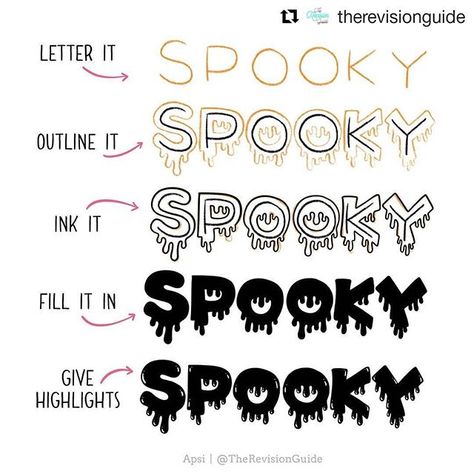 Learn how to lettering the spooky style prepare for the Halloween there are more tutorials in their workbook from @therevisionguide . . . . . . #planner #planneraddict #plannercommunity #plannerlove #plannernerd #plannerstickers #plannerjunkie #plannerlife #plannersupplies #stationery #stationeryaddict #stationerylove #stationeryshop #bulletjournal #bulletjournaling #bulletjournaljunkies #bulletjournalcommunity #bulletjournallove #bulletjournaladdict #bujo #bujojunkies #bujolove #bujocommunity # Spooky Fonts Alphabet Halloween, Halloween Fonts Alphabet, Notes Doodles, Stationery Pal, Spooky Font, Lettering Styles Alphabet, Writing Planning, Note Doodles, Writing Fonts