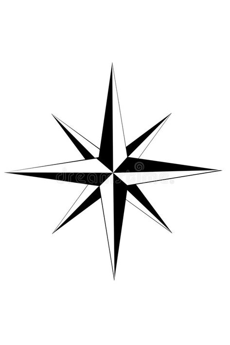 Rose Template, Nautical Star, Compass Rose, Compass, Nautical, White, Black