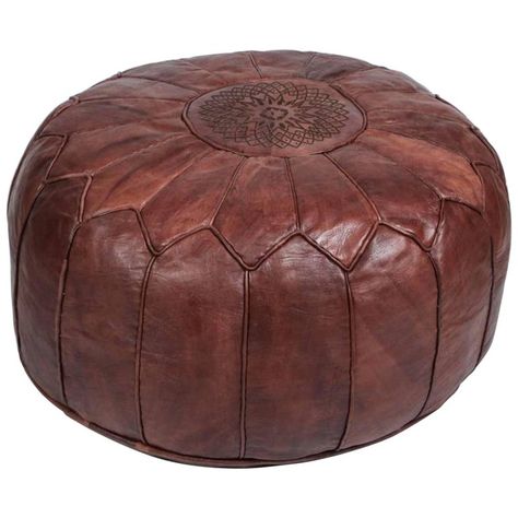 Brown Leather Ottoman, Modern Footstool, Moroccan Pouffe, Leather Pouf Ottoman, Moroccan Leather Pouf, Ottoman Pouf, Leather Stool, Moroccan Leather, Moroccan Pouf