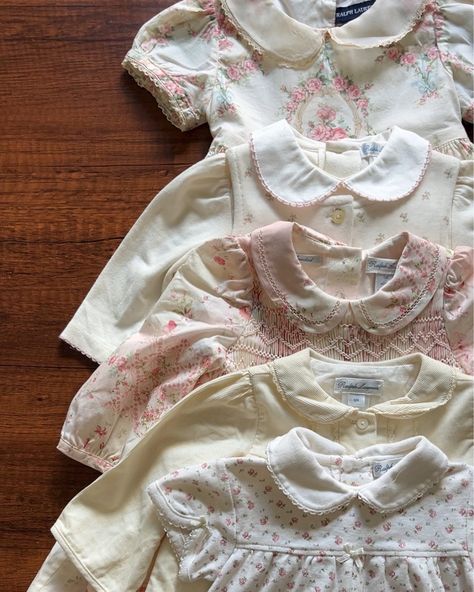 🎀 Vintage vibes meet timeless style ✨ These vintage baby Ralph Lauren dresses I’ve collected for my hope chest are everything! They deserved a permanent spot on the grid. I can’t wait for the day I see them on a future little one💕… Linking some @ralphlauren baby dresses that keep that same iconic and classic flair if you’re shopping for your little girl 🥹💕 Comment SHOP below to receive a DM with the link to shop this post on my LTK ⬇ https://liketk.it/4SEpm #ltkbaby #ltkkids Thrifted Baby Outfits, Baby Girl Vintage Outfits, Thrifted Baby Clothes, Vintage Newborn Clothes, Cottage Core Baby Clothes, Vintage Baby Girl Clothes, Vintage Kids Clothes Girls, Vintage Girls Clothes, Vintage Baby Girl