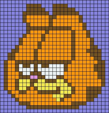 Alpha pattern #162233 | BraceletBook Garfield Pixel Art Grid, Garfield Grid Pattern, Gudetama Alpha Pattern, Character Alpha Pattern, Garfield Cross Stitch Pattern, Crochet Tapestry Pattern Grid, Alpha Pattern Spongebob, Garfield Perler Bead Patterns, Garfield Alpha Pattern