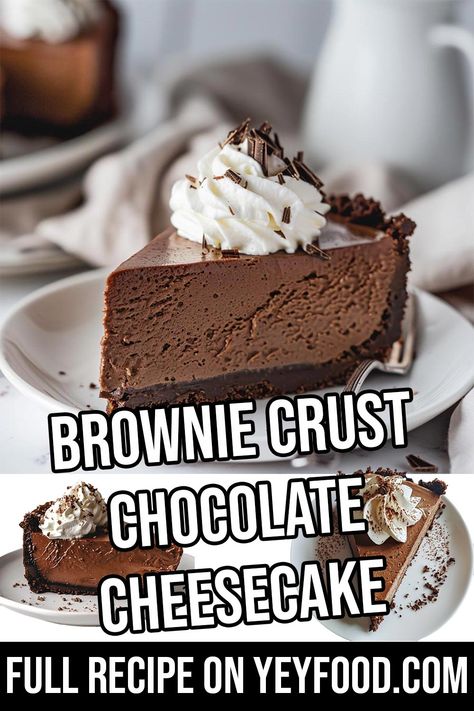 Brownie Crust Chocolate Cheesecake - Yeyfood.com: Recipes, cooking tips, and kitchen hacks for home cooks of all levels Cheesecake Crust Ideas, Weeknight Desserts, Chocolate Brownie Cheesecake, Best Chocolate Cheesecake, Brownie Crust, Cinnamon Bread Easy, Dark Chocolate Cheesecake, Hacks For Home, Chocolate Cheesecake Recipe