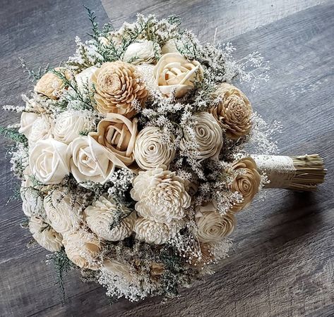 Winter Sola Bouquet Neutral Wedding Bouquet Christmas Sola - Etsy UK Wedding Flowers For Bride, Neutral Bridal Bouquet, Flowers For Bride, Champagne Wedding Flowers, Gold Wedding Bouquets, Neutral Wedding Flowers, Champagne Flowers, Cascading Bridal Bouquets, Winter Wedding Bouquet