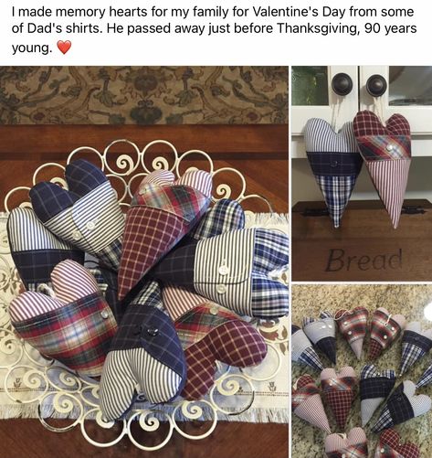 Memory Pillow From Shirt And Tie, Memorial From Clothes, Memorial Gifts From Shirts, Keepsake Items Made From Clothing, Keepsakes With Old Shirts, Memory Gifts From Shirts, Denim Memory Quilt, Sewing Memory Items, Gifts Made From Loved Ones Clothing