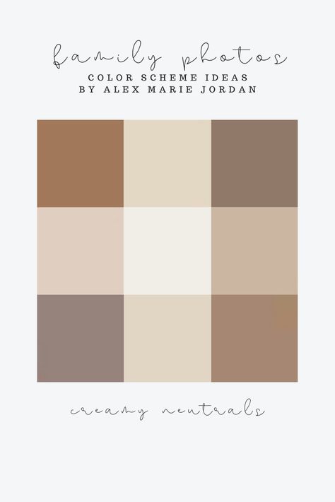 family photo color scheme cream browns neutrals Outfits For Family Photos, Picture Color Schemes, Neutral Family Photos, Planning Outfits, Color Scheme Ideas, Family Photos What To Wear, Family Photo Colors, Cream Color Scheme, Large Family Photos