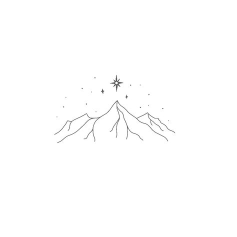 Stars Line Tattoo, Tattoos Simplistic, Moutain Tattoos, Book Inspired Tattoos, Minimal Mountain, Tattoo Line Art, Simple Line Tattoo, Tattoos Pretty, Mountain Tattoo Simple