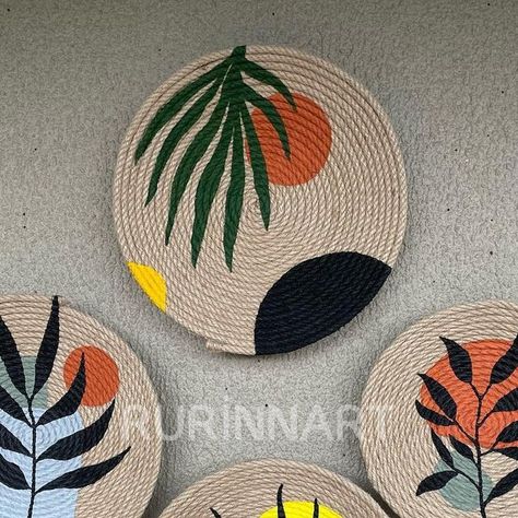 Home Decorative Things, Jute Rope Crafts, Jute Wall Art, Pista Shell Crafts, Rope Craft Ideas, Decor Makeover, Rope Projects, Afrique Art, Boho Crafts Diy