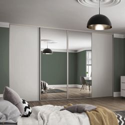 Cashmere Sliding Wardrobe Door Kit Sliding Wardrobe Doors | Construction & Insulation | Toolstation.com Sliding Mirror Door, White Mirror Frame, Mirror Doors, Wardrobe Space, Sliding Mirror, Sliding Wardrobe Doors, Door Sliding, Mirrored Wardrobe, Traditional Frames