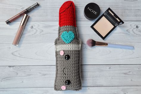 THNLife - Lipstick Kawaii Cuddler™ Hybrid Pattern | Donna Beavers & Michaelene Nelson Pencil Crochet Pattern, Kawaii Lipstick, Pencil Crochet, Single Crochet Decrease, Crochet Decrease, I Love This Yarn, Kawaii Crochet, Lipstick Case, Red Yarn