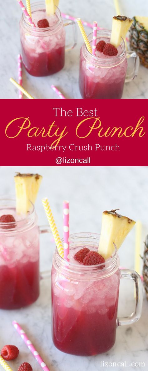 The best party punch recipe is a non-alcoholic punch called raspberry crush. It has fruit flavors of raspberry and pineapple blended with crushed ice. It's one of my favorite easy party punch recipes and a refreshing drink that all your party guests will enjoy. Party Alcohol Punch, Easy Party Punch Recipes, Pomegranate Punch Recipes, Best Party Punch, Alcohol Punch, Apple Sangria Recipes, Punch Recipes For Kids, Party Punch Recipe, Best Punch Recipe