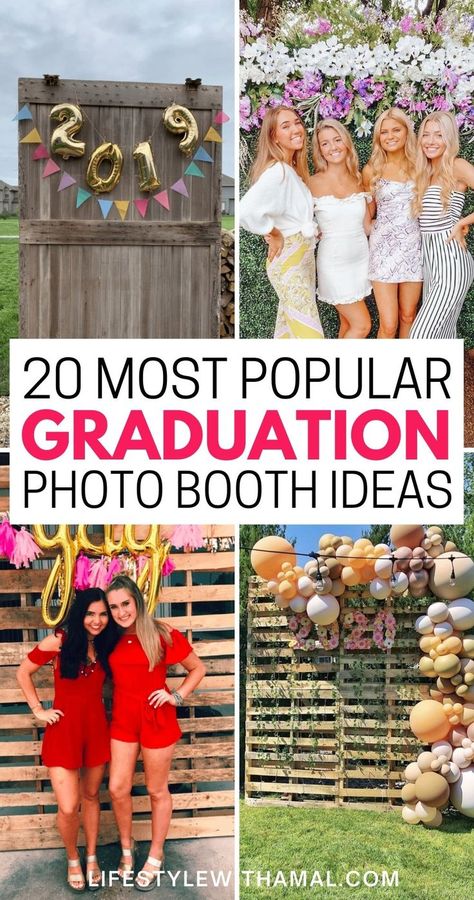 Graduation Picture Decoration Ideas, Graduation Photo Collage Ideas, Graduation Selfie Booth Ideas, Photo Booth Graduation Party, Photo Wall Collage Grad Party, Graduation Photo Board Ideas, Graduation Pallet Backdrop, Graduation Photo Wall Backdrop, Graduation Picture Displays