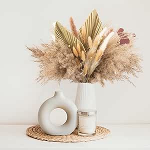 Floral Arrangements Boho, Kitchen Vase, Brown Pampas, Palm Fan, Bouquet Dried Flowers, White Pampas, Dried Palm Leaves, Wedding Floral Arrangements, Grass Artificial