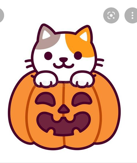 Cat In Pumpkin Drawing, Easy Halloween Drawings, Cute Halloween Drawings, Pumpkin Drawing, Kitten Drawing, Cute Cartoon Cat, Cartoon Halloween, Halloween Rocks, Hello Kitty Drawing