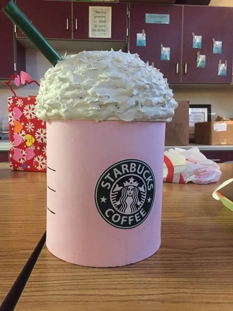 Starbuck's Frappuchino Valentine's Box Valentines Day Box Ideas, Diy Valentine's Box, Girls Valentines Boxes, Valentines Day Boxes, Valentines Box Ideas, Diy Valentines Box, Valentine Boxes For School, Valentine's Boxes, Valentines Day Box