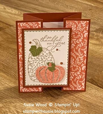 Pretty Pumpkins Stampin Up Cards, Stampin Up Pretty Pumpkins, Fall Cards Handmade, Thanksgiving Cards Handmade, Fall Greeting Cards, Card Stamping, Autumn Pumpkins, Stampin Pretty, Autumn Cards