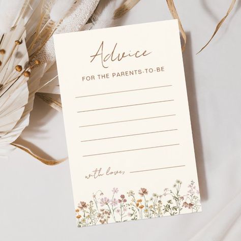 Wildflower Baby Shower Advice Parents to Be Card Advice For Parents To Be, Wedding Advice Cards, Baby Shower Advice, Parents To Be, Wildflower Baby Shower, Joyous Celebration, Bloom Baby, Well Wishes, Advice Cards