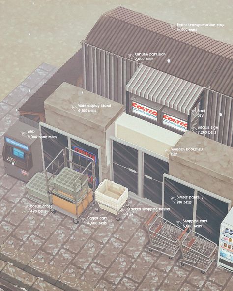 Japanese Neighborhood, Motif Acnl, Japanese Town, Abandoned City, Mini Building, Backlit Signs, Supermarket Design, Animal Crossing Wild World, Island Theme