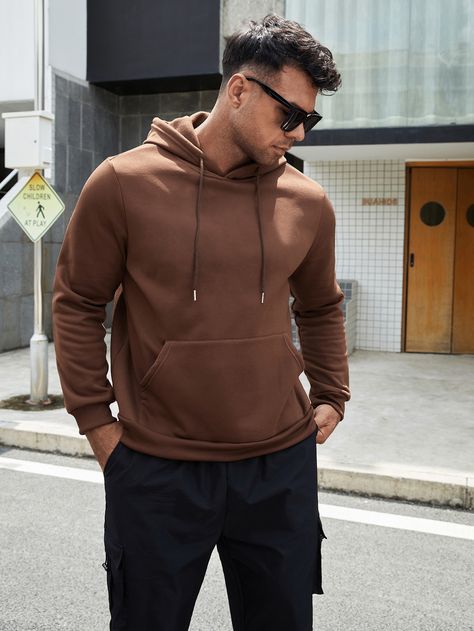 Coffee Brown Basics  Long Sleeve Polyester Plain Pullovers  Slight Stretch Spring/Fall Men Hoodies & Sweatshirts Brown Hoodie Outfit, Sweatshirt Outfit Men, Men Sweatshirts, Red Haired Beauty, Brown Sweatshirt, Thermal Hoodie, Brown Hoodie, Stylish Hoodies, Men Hoodies