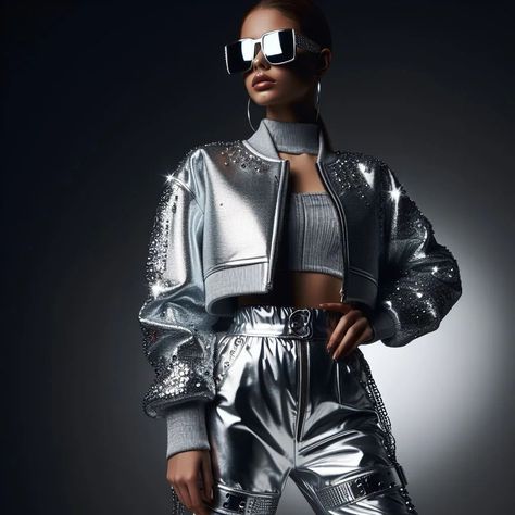 Fashion disrupts somewhere out of space, where models dressed in pure silver, strutting through a sci-fi futuristic planet. We're blending haute couture with @openai to create a fashion experience like no other. Join us on this journey into the future of style. #FutureFashion #SciFi #FashionDisrupt #Jopiter #JopiterStudios #DigitalFashion Sci Fi Aesthetic Fashion, Futuristic Outfits Women, Space Fashion Futuristic, Futuristic Couture, Studio 54 Outfits, Sci Fi Outfit, Futuristic Outfits, Space Fashion, Out Of Space