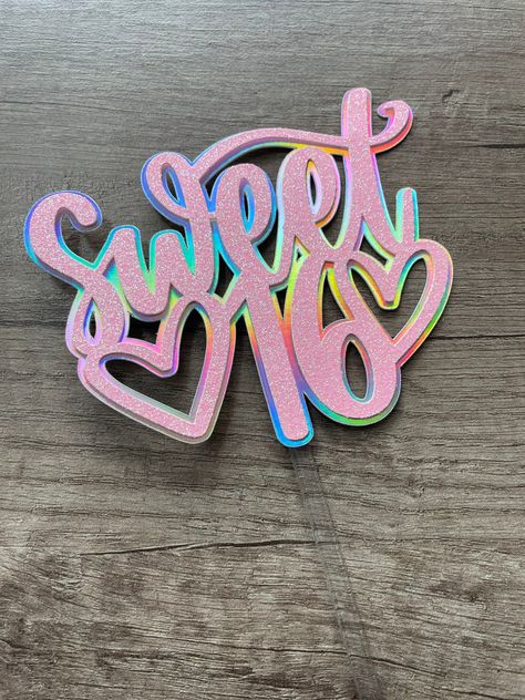 Birthday Chocolate Bar Wrappers, Sweet 16 Cake Topper, 16 Cake Topper, Sweet 16 Cake, Teen Cakes, 70th Birthday Cake, Wood Cake Topper, Girly Cakes, Sweet 16 Cakes