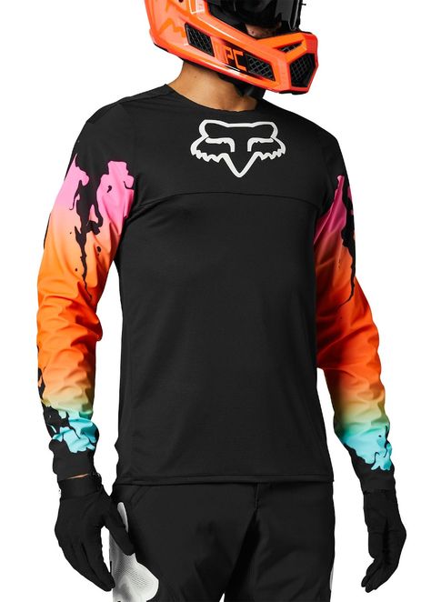 Fox Flexair Pyre LS MTB Jersey Black Fox Helmets, Mtb Jersey, Mtb Women, Fox Clothing, Mx Boots, Mtb Clothing, Motorcycle Outfit, Fox Racing, Jersey Design