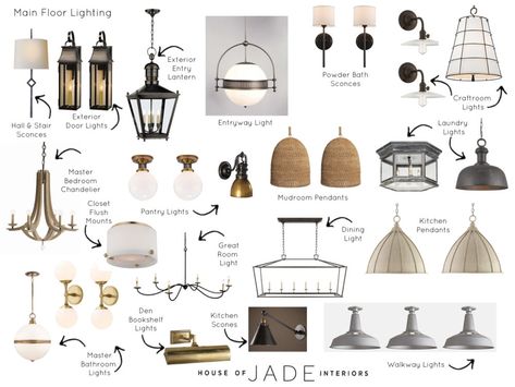 Kaysville New Build Planning Process | House of Jade Interiors House Lighting Plan, Whole House Lighting Plan, Whole House Lighting, House Of Jade Interiors, Spanish Lighting, Spanish Interior, Interior Light Fixtures, Spanish Modern, Brick Chimney