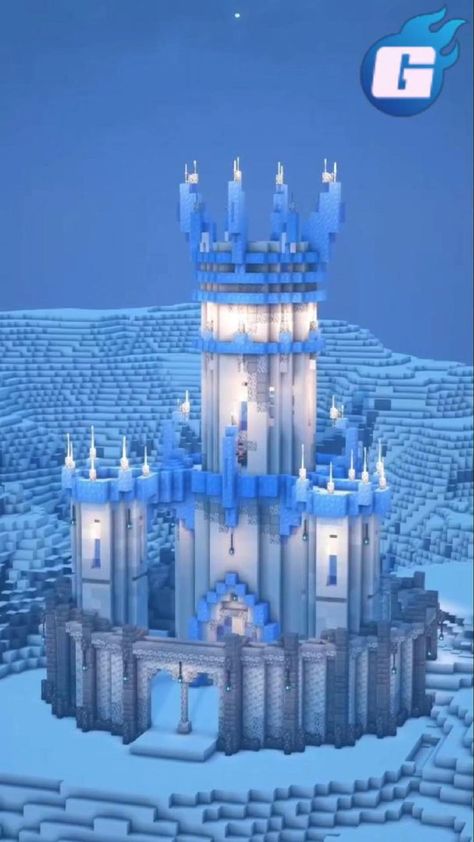 Minecraft Ice Castle, Minecraft Mansion Tutorial, Minecraft Kingdom, Rumah Minecraft Sederhana, Minecraft Structures, Minecraft Banner Designs, Bangunan Minecraft, Minecraft House Plans, Minecraft Farm