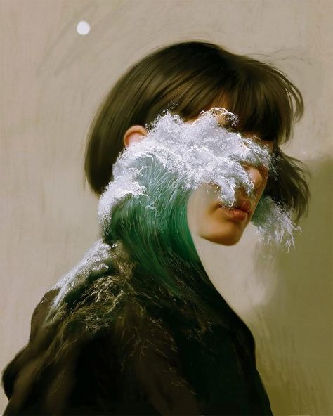 Surreal Portraits by Aykut Aydogdu | Daily design inspiration for creatives | Inspiration Grid Her Eyes, Wall, Green, Hair, White