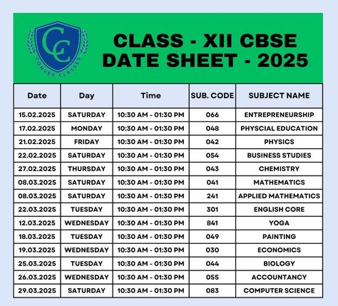 Class 12th cbse date Sheet 2025 12 Board Exam, Cbse Class 10, Class 12, Business Studies, Board Exam, Class 10, Secondary Education, Economics, Jaipur