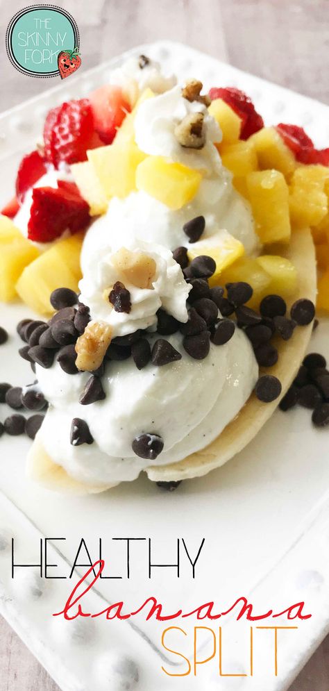 Ice Cream Eating, Healthy Banana Split, Fruit Banana, Banana Splits, Feeling Guilty, Healthy Banana, Fitness Community, Chopping Block, Ice Cream Parlor