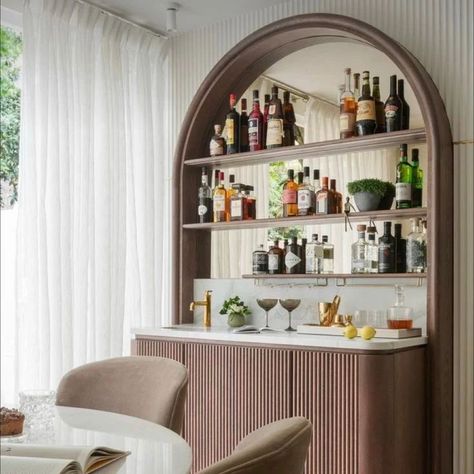 Corner Bar Ideas For Home, Interior Design Small Bathroom, Corner Bar Ideas, Corner Home Bar, Built In Bar Cabinet, Bar In Living Room, Design Small Bathroom, Mini Bar At Home, Design Bathroom Ideas